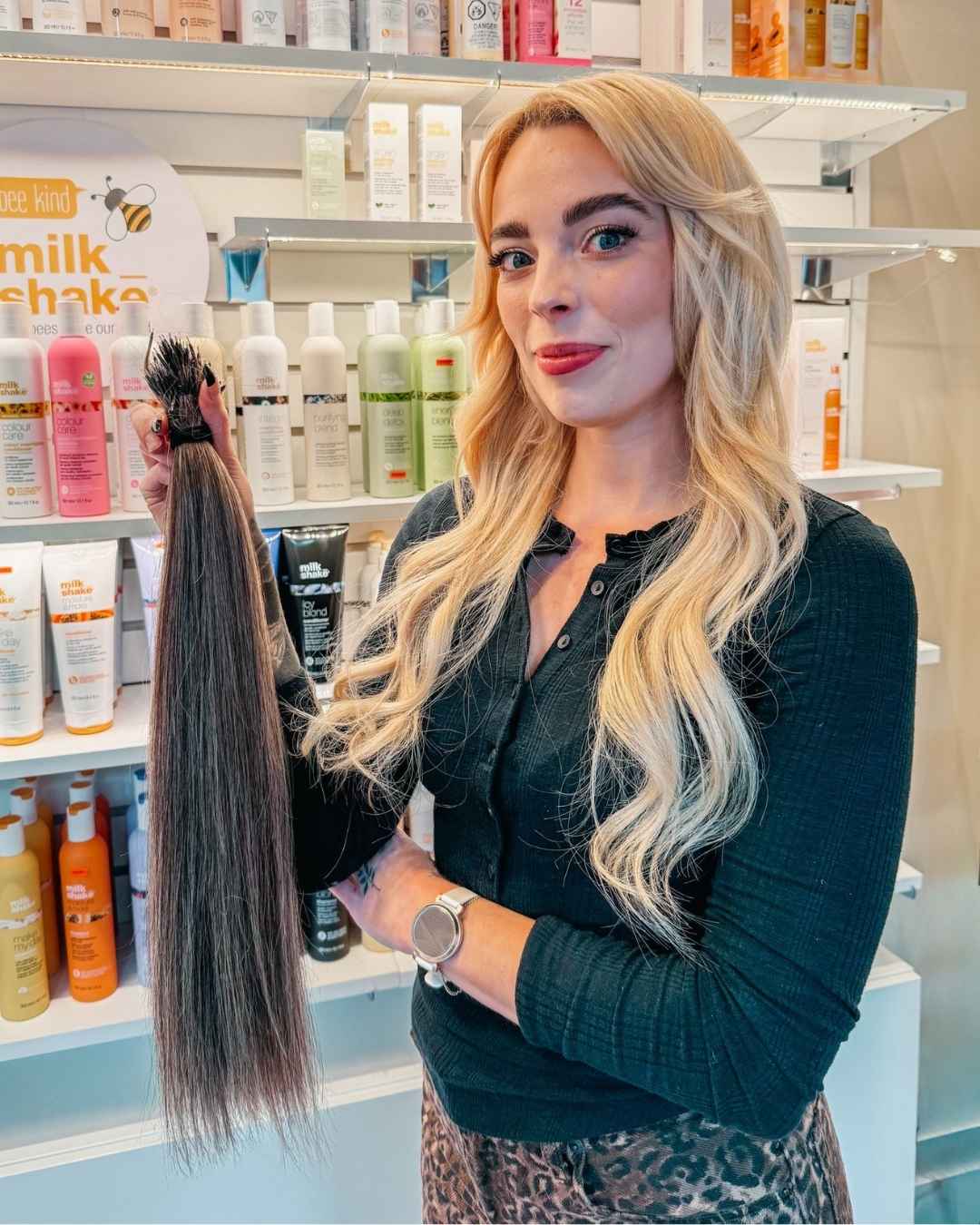 showcasing hair extensions